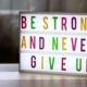Leuchttafel Motivationsspruch